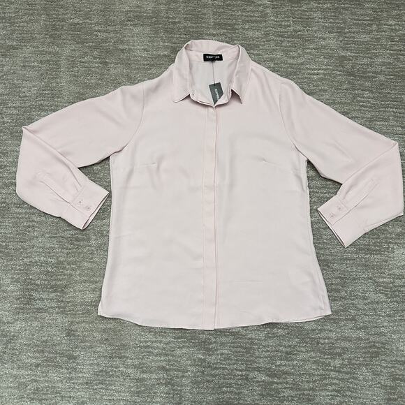 Express Portofino Shirt Womens Medium Light Pink Button Up Blouse Career Capsule - Picture 1 of 12